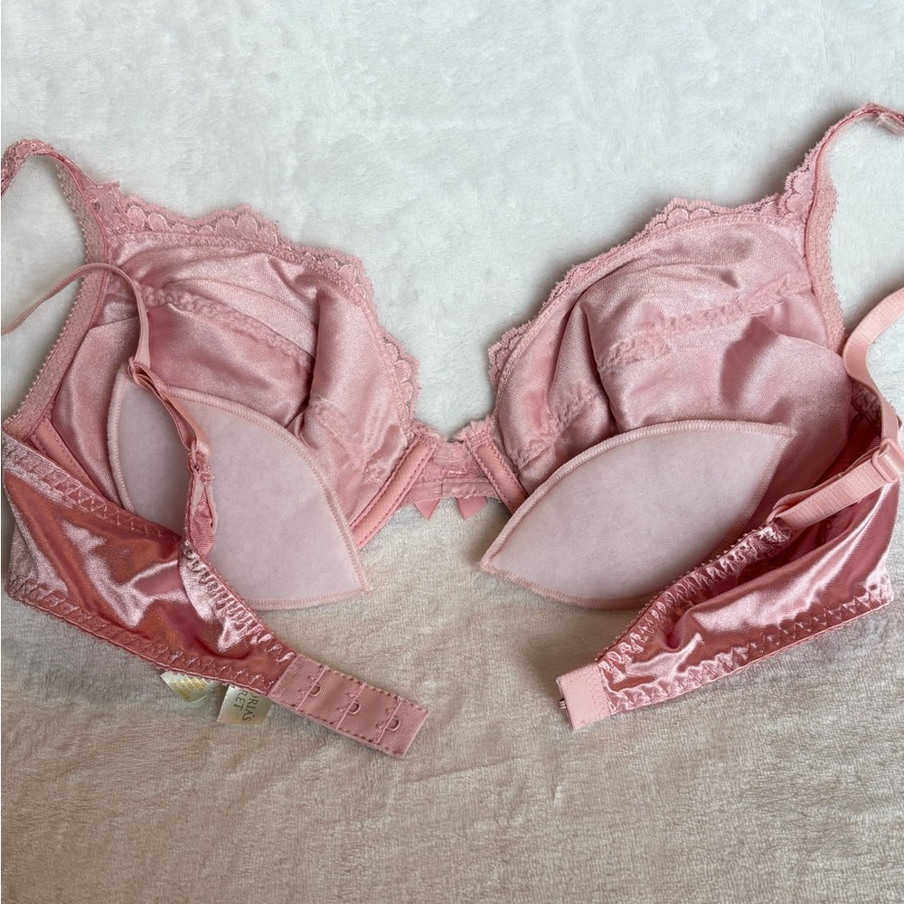 Vtg Victoria’s Secret 36C Gold Label Satin Lace Bra 76217 Dusty Pink - Picture 4 of 10